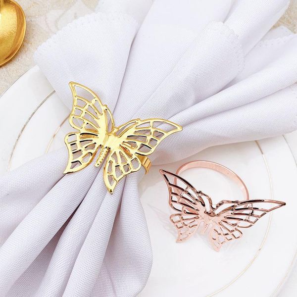 

napkin rings 12pcs el spring butterfly buckle ring hollow metal towel
