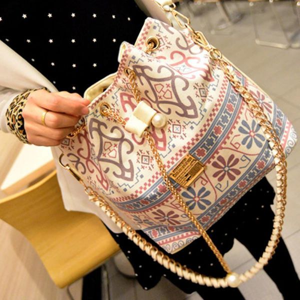 

storage bags 1pc selling bohemia canvas drawstring bucket bag shoulder handbags women messenger bolsa feminina bolsos