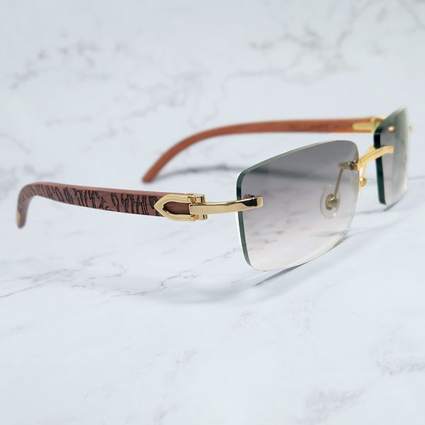 

carved rosewood sunglasses men rimless designer retro sun glasses vintage fashion eyewear rimless square glasses shades, White;black