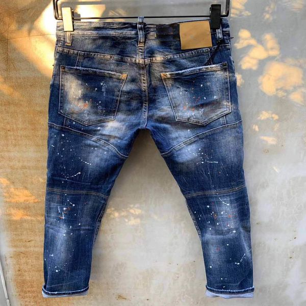 

distrsed ripped casual trousers slim fit motorcycle biker denim fashion digner hip hop mens jeans, Blue