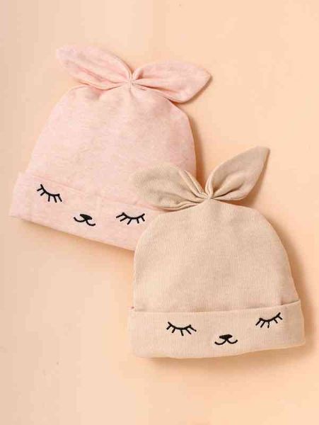 

2pcs baby bow decor embroidery detail hat she, Yellow