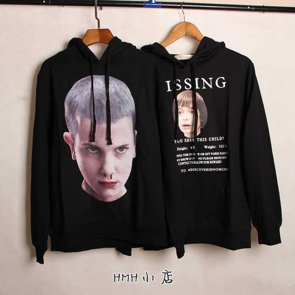 

men's hoodies quan zhilong gd same nosebleed el figure head print black long sleeve men's and women's couple's sweater