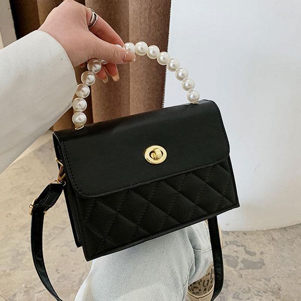 

fashion handbags for women 2021 pu leather chain shoulder bag diamond pattern crossbody and simple style solid pocket cross body