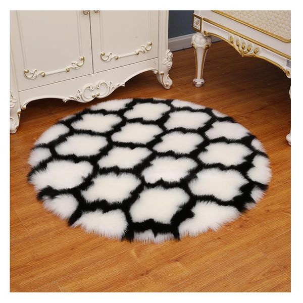

carpets lantern imitation wool round carpet household living room bedroom plush fur rugs yoga floor mat door decoration