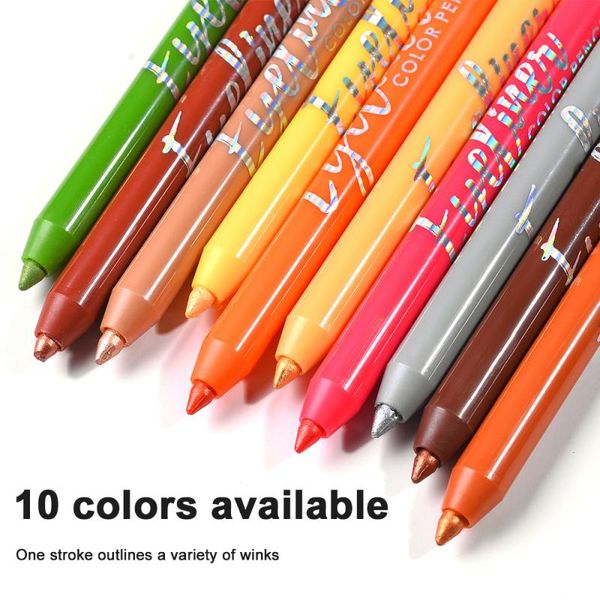 

10colors waterproof eyeliner pen professional easy to draw shinny eyes makeup not blooming quick-drying long-lasting comestic