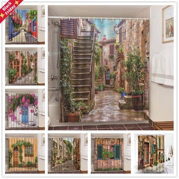 

shower curtains garden flowers scenery decoration waterproof fabric bath curtain bathroom door screens home el decor washable