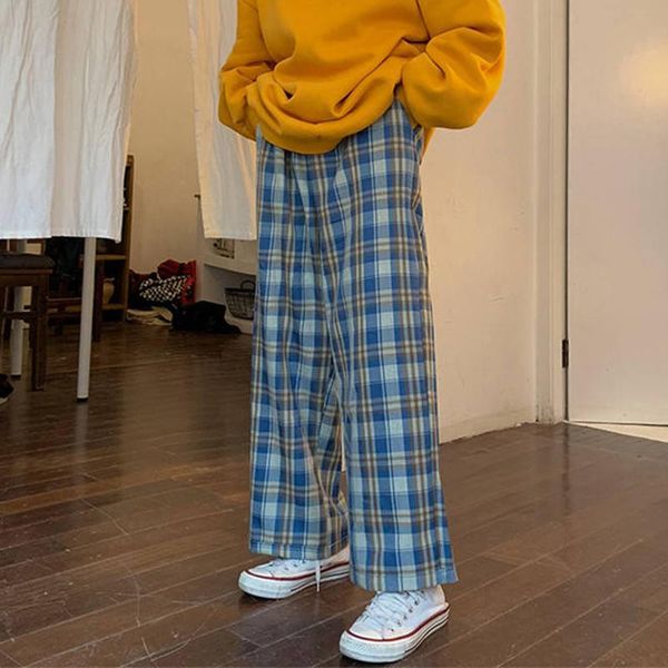 

women's pants & capris loose high waist slim vertical wide-leg autumn trousers lattice casual running sports straight-leg clothes, Black;white