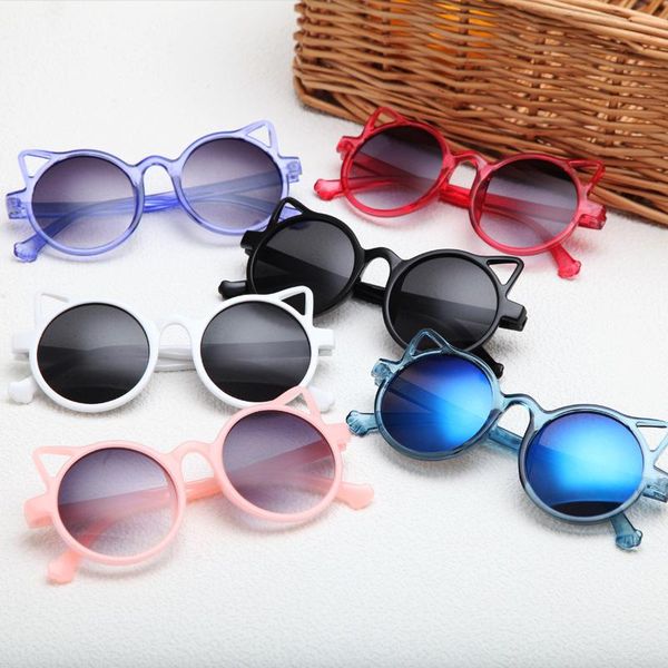 

sunglasses kids girls brand 2021 cat eye children glasses boys lens baby sun cute eyewear shades goggles uv400, Blue