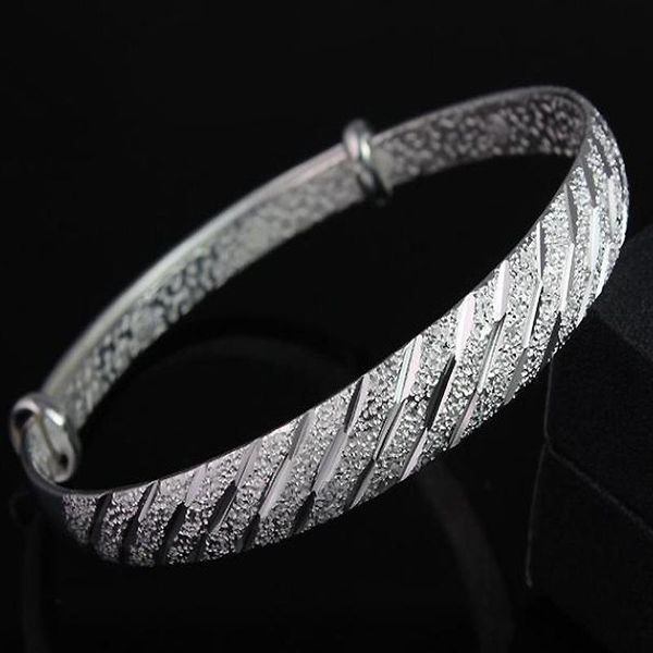 

bangle fashion meteor shower bracelet bangles frosted twill silver plated bracelets & resizable for women a52, Black