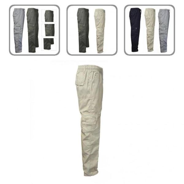 

men's pants comfy fashion mid waist men sports long large pockets for outdoor, Black