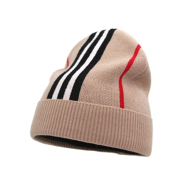 

caps & hats 2021 luxury teenager knitted wool cap men khaki hat wholesale adults children parent-child strtiped, Yellow