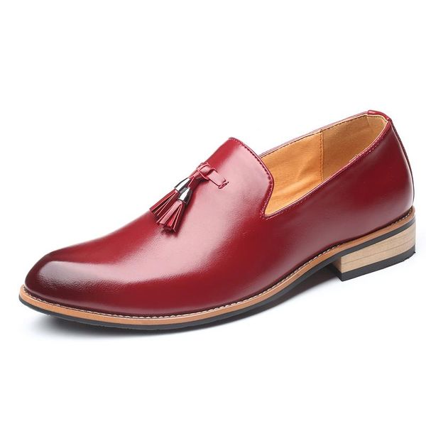 

dress shoes men's formal 2021 brand tassel leather pointed gradient colors men wedding party plus size 38-47, Black