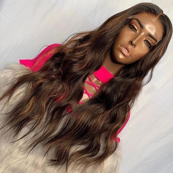 

peruvian highlight chocolate brown silk base wavy lace front human hair wigs with baby preplucked 360 frontal headband wig1, Black;brown