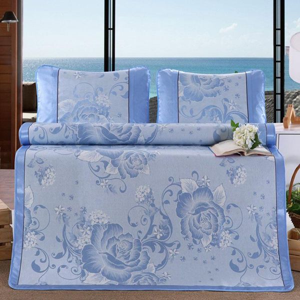 

set summer ice silk fitted sheet cool hand-knitted sheets case mattress cover silky comfortable for bed & sets