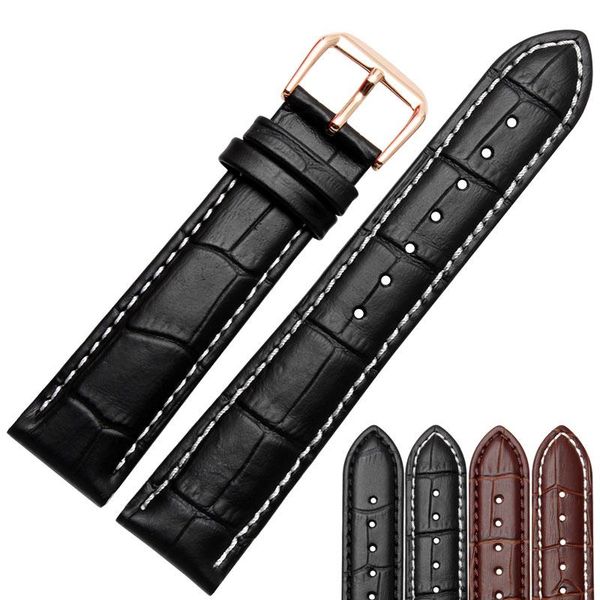 

watch bands 12| 14| 15| 16| 18| 19| 20| 21| 22| 23| 24mm genuine leather watchband cowhide accessories, Black;brown