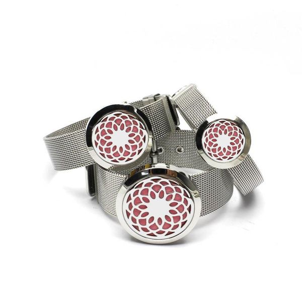 

charm bracelets diffuser bracelet flower wrap design essential oil ladies stainless steel locket, Golden;silver