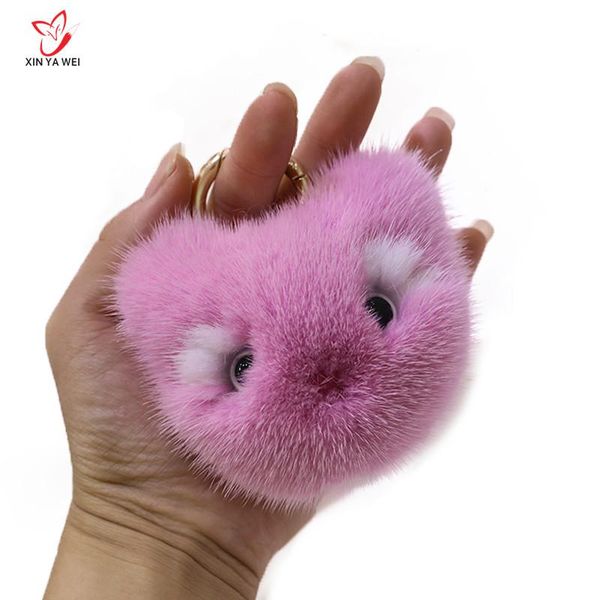 

keychains fashion cute cat face plush keychain chain animal pendant woman bag charms pompom car party ring gift, Silver