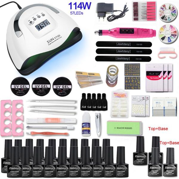 

nail art kits manicure set with 114w led lamp 20/10 pcs gel polish kit drill machine for tools