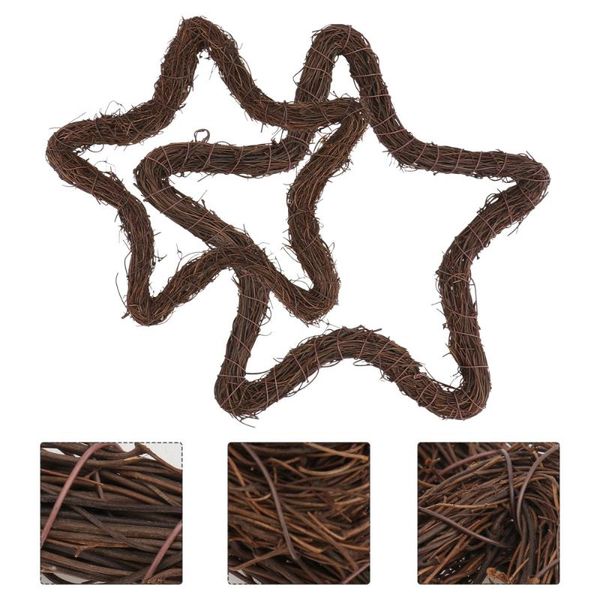 

decorative flowers & wreaths 2pcs party five-pointed star garland ranttan pendant hanging ornament (brown)