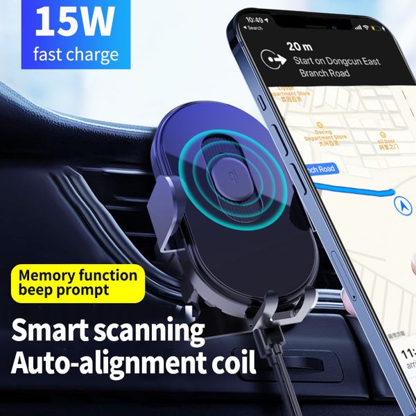 

car phone holder wireless charger magnetic infrared sensor 15w fast charging universal air vent mount smartphone stand cellphone bracket for