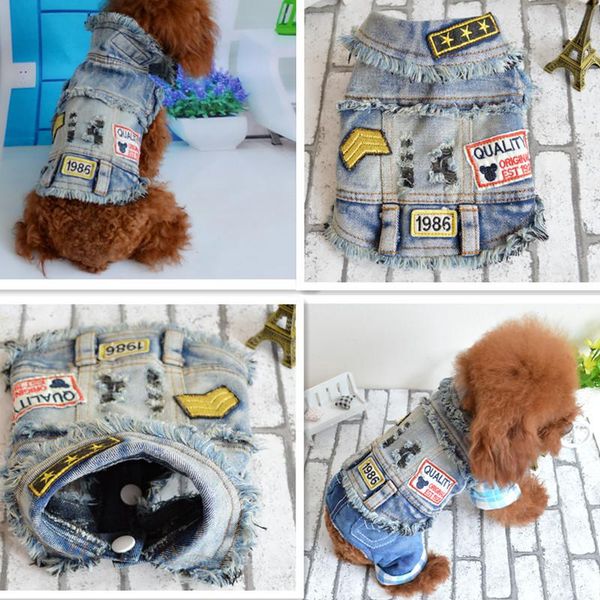 

dog apparel small warm jacket denim vest pet clothes chihuahua yorkshire winter