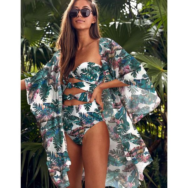 

bikini cover up swimsuit bandeau swimwear women print bow monokini pareo backless floral bodysuit beachwear bohemian dress women's, White;black
