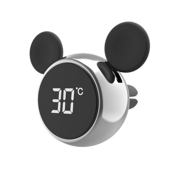 

car air freshener portable digital lcd clock/temperature display electronic clock thermometer accessories silver