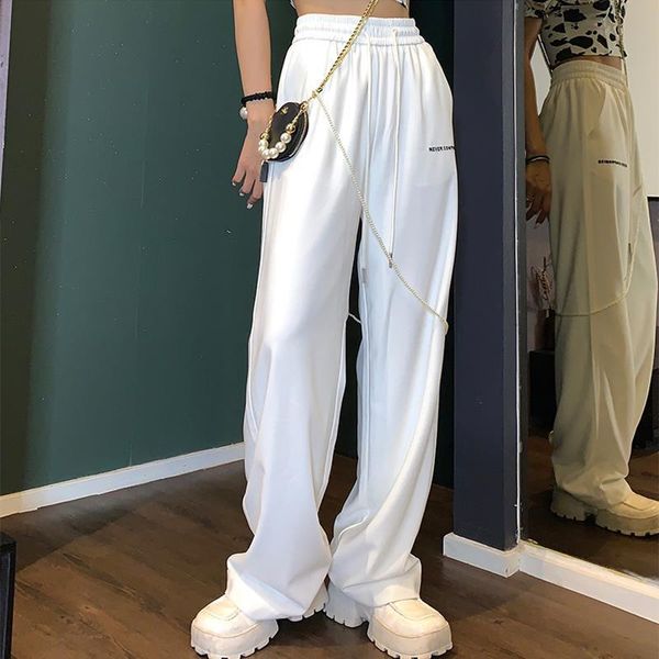 

summer thin high waist jogger womens capris fashion white sportwear trousers casual loose plus size streetwear pant, Black;white