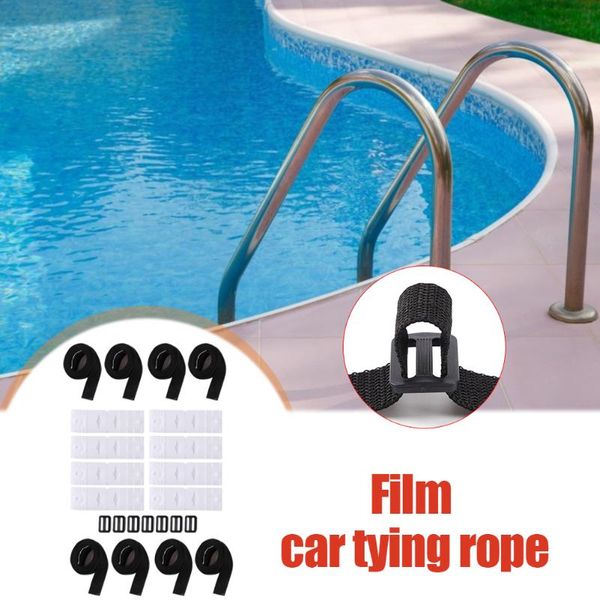 

pool & accessories 8 sets cover roller attachment solar blanket straps universal strapping kit tightening reel accessory