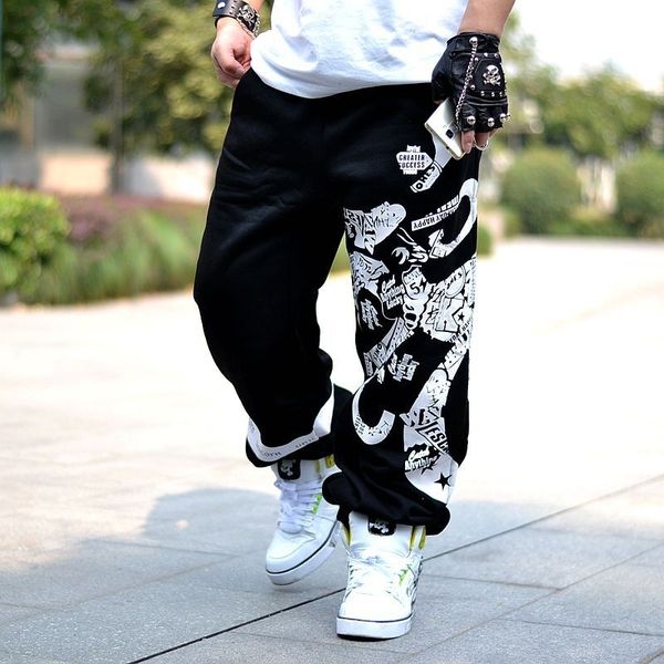 

k1503 men's hip hop hip hop pants trendy big size pants loose larger, Black
