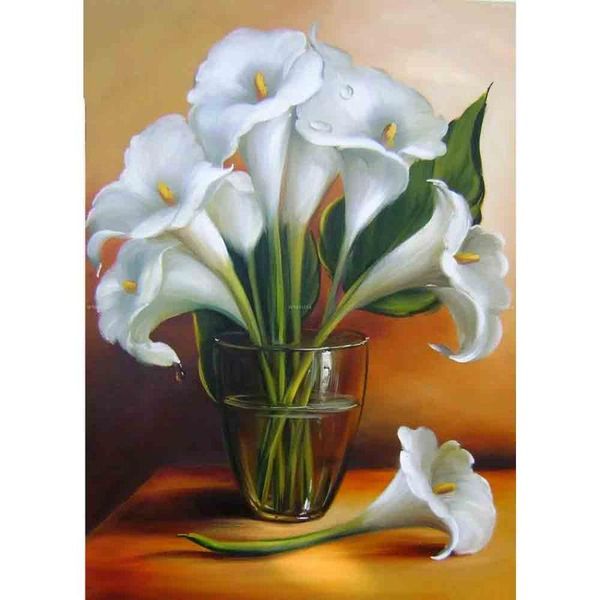 

diamond painting 5d diy full square/round drill "white lilies" embroidery flowers cross stitch wall stickers decor gift
