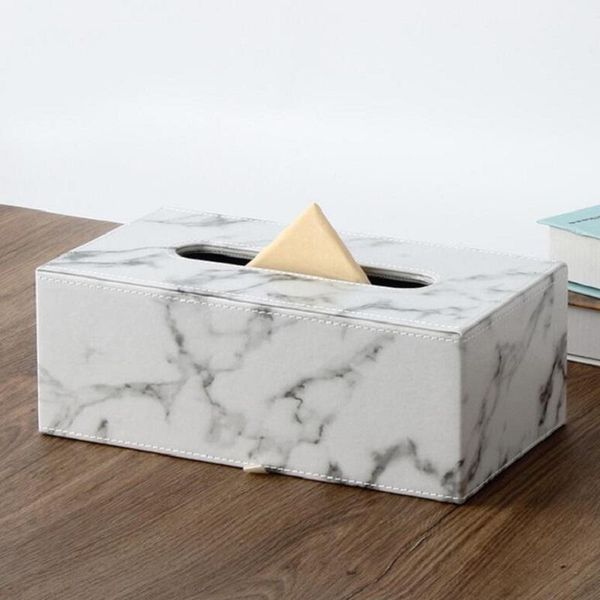 

creative marble pattern leather tissue box kitchen paper houder organizer home decor kleenex baby wipe wet ornaments case boxes & napkins