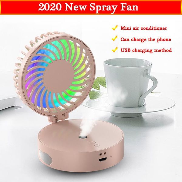 

portable mini fan usb rechargeable air cooler hands-neck rechargeableled lighting function deskstudent electric fans