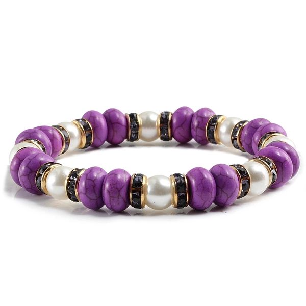 

14 colors women bracelet natural stone pink beads pearls elastic strands bracelets bangles bohemian girl jewelry gift, Black