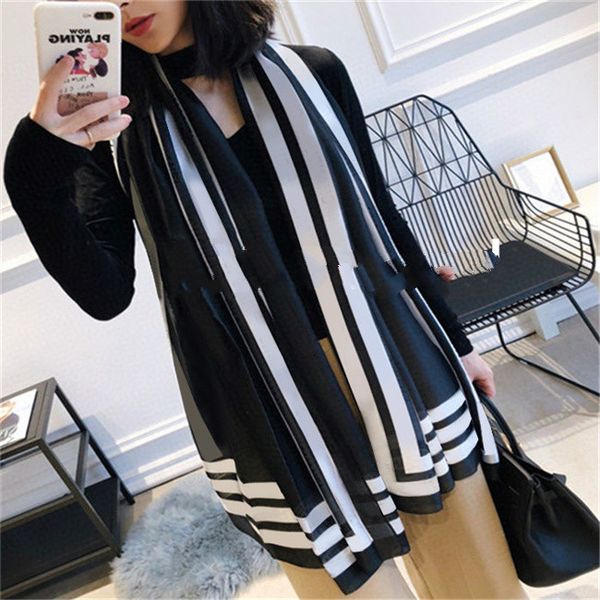 

2021 100% beach silk scarf fashion print pattern ladies collar 180*90cm shawl designer scarfs echarpe foulard, Blue;gray