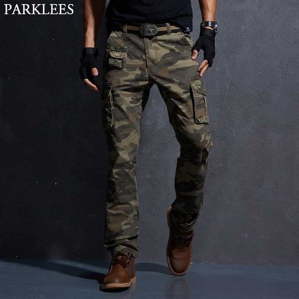 Erkek Ordusu Moda Çok Cep Askeri Camo Pantolon Taktik Rahat Pamuk Açık Yürüyüş Trekking Iş Pantolon Pantalon Homme 210522