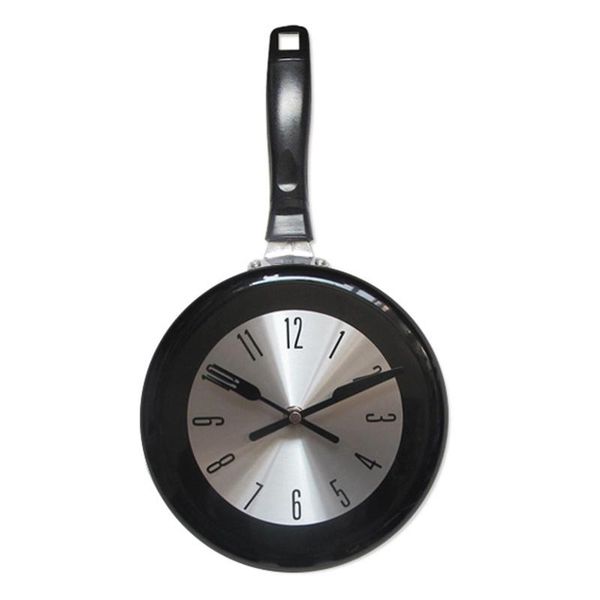 

wall clock metal frying pan design 8 inch clocks kitchen decoration art watch u90a