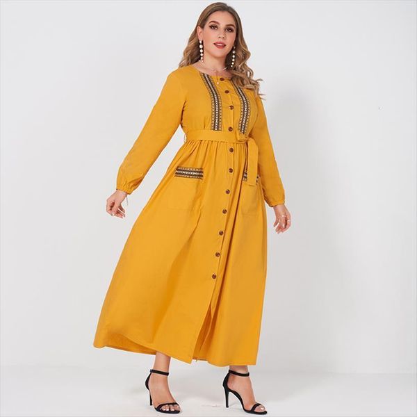 

fashion antique yellow ribbon womens dresses ethnic embroidery stitching waist long section of large size women waistband holiday dress, Black;gray