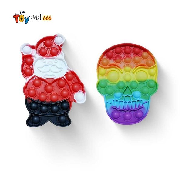 

santa claus push bubbles puzzle sensory toys rainbow skull christmas halloween series children's wisdom bubble toy party gifts decorati