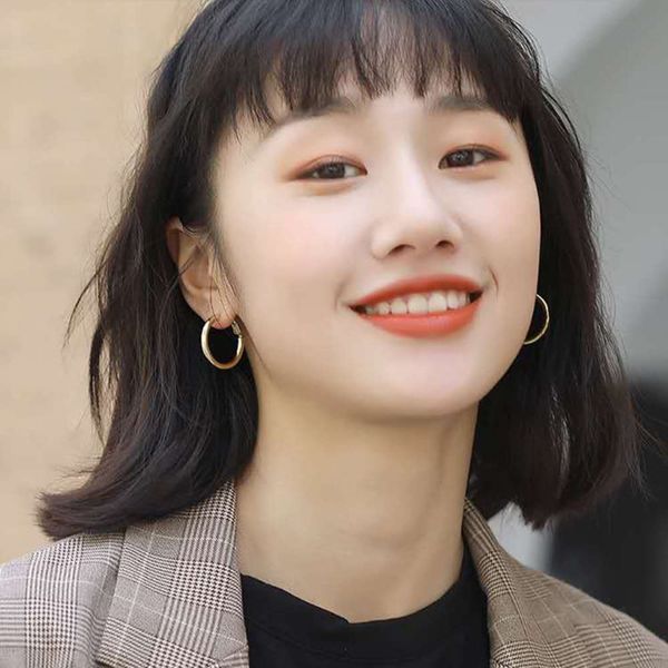 

small earrings feminine temperament simple round earrings net red