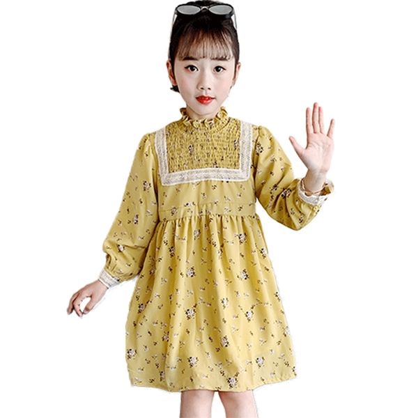 

girl dresses floral pattern s' ruffles children party spring autumn clothes 6 8 10 12 14 210528, Red;yellow