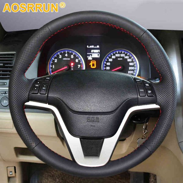 Accessori Coprivolante per auto in pelle cucita a mano per CRV CR-V 2007 2008 2009 2010 2011