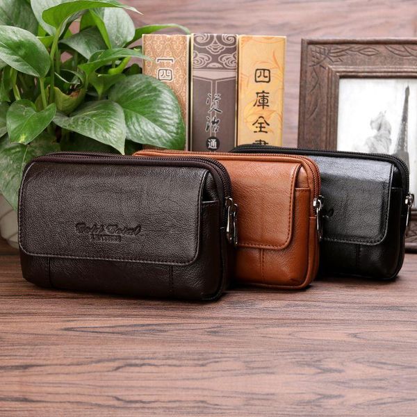 

genuine leather men small hip waist bags male fanny pack phone pouch bum belt bag travel casual hook wallet for 2021