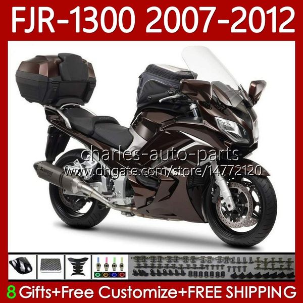 Fairings de OEM para Yamaha FJR-1300 FJR 1300 A CC FJR1300 07 08 09 10 11 12 Moto Body 108No.53 FJR-1300A Dark Brown 2007 2009 2010 2012 FJR1300A 01-12 Kit de carroçaria