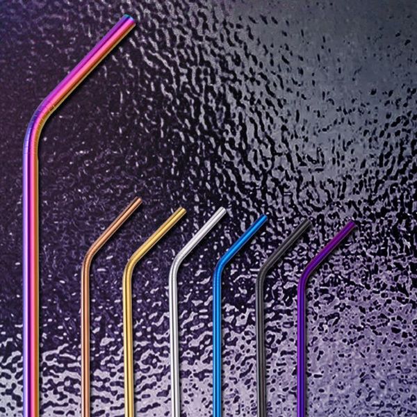 

drinking straws colorful reusable metal set with cleaner brush 304 stainless steel straw milk drinkware bar party accessory