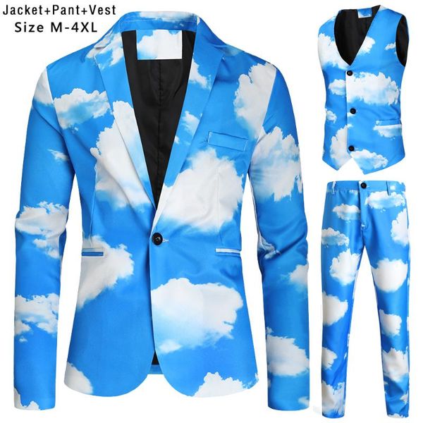 

men's suits & blazers 2021 european and american fall/winter fashion large size casual suit 3d printing suit, can be sold separately, White;black