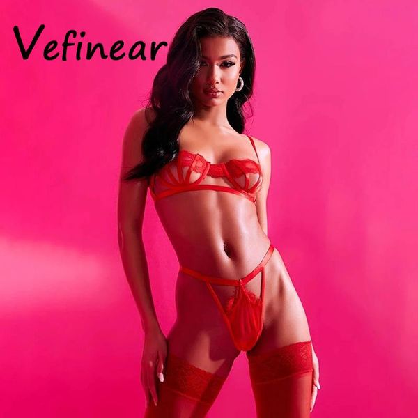 

vefinear 2021 bandage lace bodysuit women hollow out embroidery red backless jumpsuit overalls sleepwear women's jumpsuits & rompers, Black;white