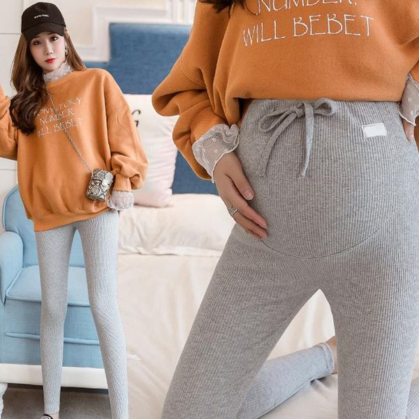 

maternity bottoms women thin casual leggings pregnant solid color pants korean fashion pregnancy summer cotton soft clothing, White
