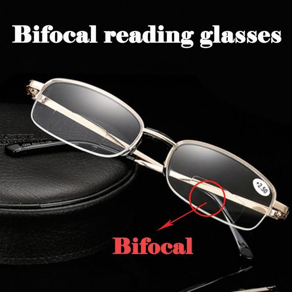 

sunglasses bifocal reading glasses men women metal ultralight clear near far presbyopic flexible square frame eyeglasses sliver 2.0, White;black
