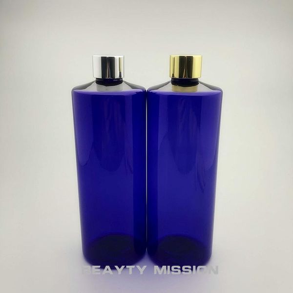 

storage bottles & jars 500ml blue 12 pcs/lot pet plastic empty cosmetic container electrified aluminum screw cap perfume package